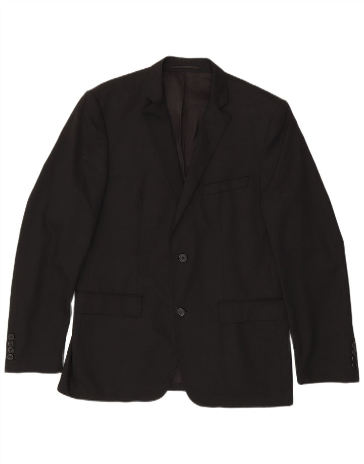ZARA Chaqueta tipo blazer de 2 botones para hombre EU 50 Mediano Negro Poliéster