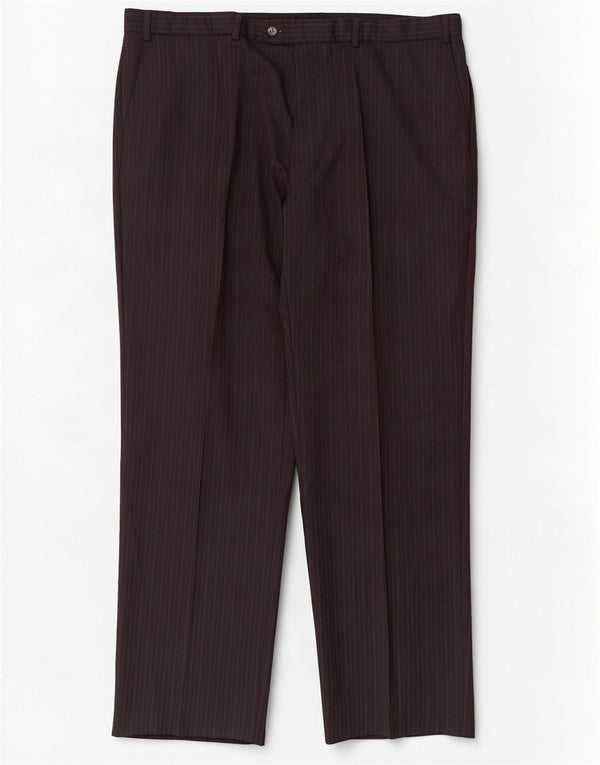 Marks & Spencer Pantalón de traje recto para hombre W42 L33 Azul marino a rayas