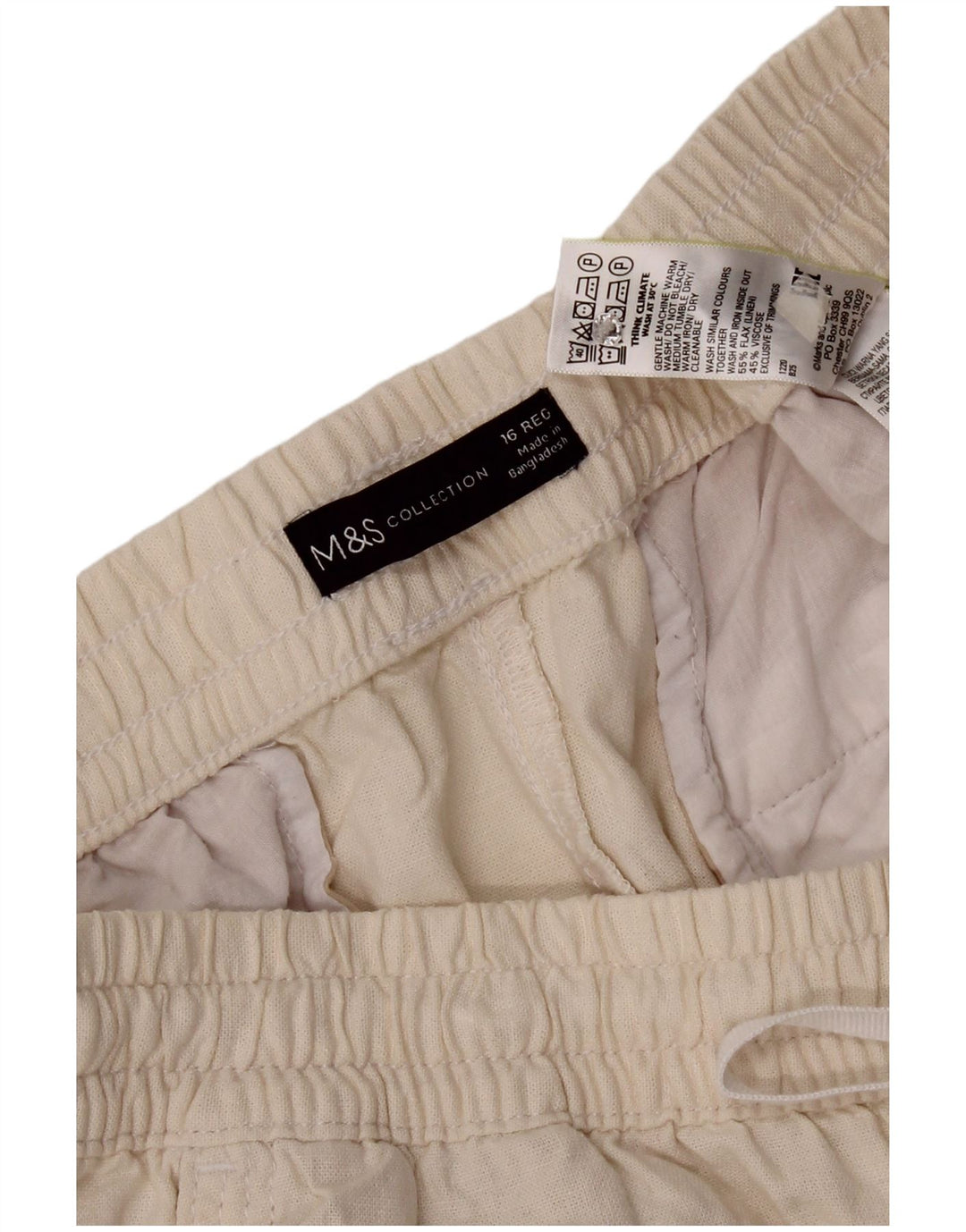 Marks & Spencer Pantalones de Chándal para Mujer UK 46 Large White Linen
