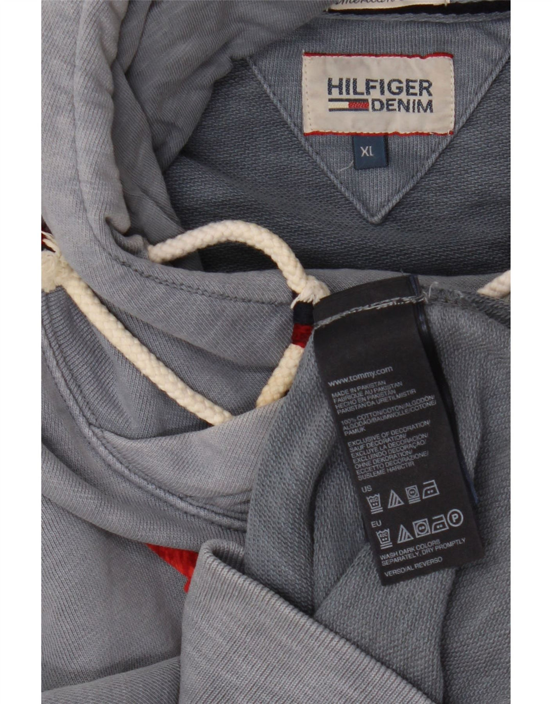TOMMY HILFIGER Jersey con capucha gráfico para hombre XL Algodón azul