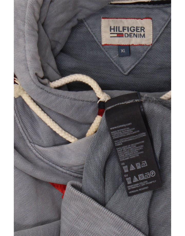 TOMMY HILFIGER Jersey con capucha gráfico para hombre XL Algodón azul