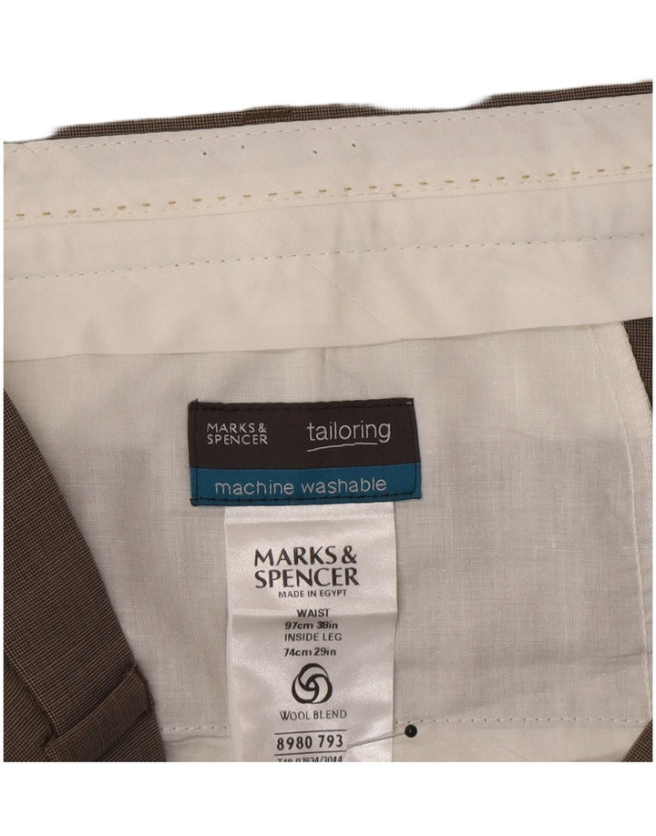 Marks & Spencer Pantalón de traje con pinzas a medida para hombre W38 L29 Poliacrílico gris