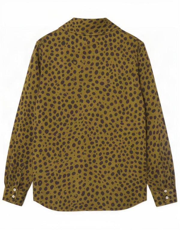 Zara Blusa Camisera Mujer UK 42 Viscosa Estampado Animal Verde Medio