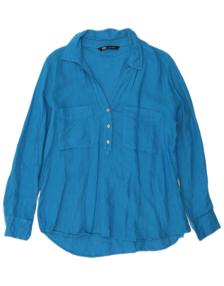 ZARA Camisa tipo pulóver para mujer UK 46 Large Azul