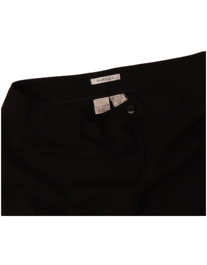MARELLA Pantalones de traje rectos para mujer UK 40 Large W34 L28 Poliéster negro