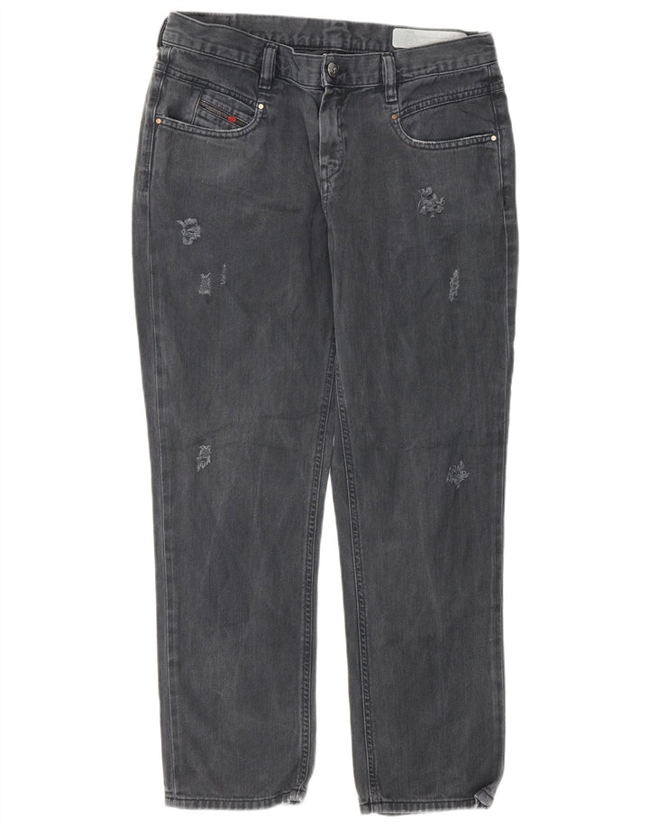 Diesel Mujer Vaqueros Rectos Slim Desgastados Con Cinturón Y Tobillo W29 L27 Gris