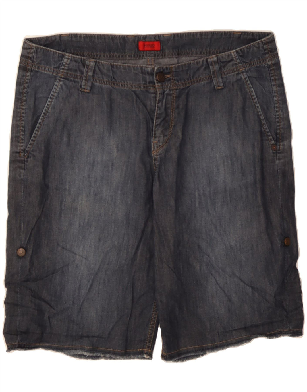 HUGO BOSS Mens Denim Shorts W29 Small Navy Blue Cotton Vintage Hugo Boss and Second-Hand Hugo Boss from Messina Hembry 