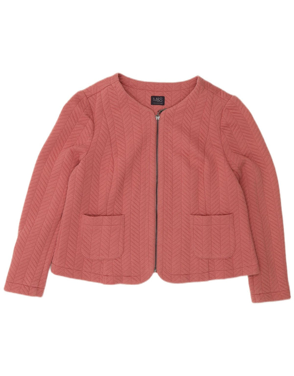 Marks & Spencer Chaqueta tipo blazer con cremallera completa para mujer UK 20 2XL Poliéster rosa