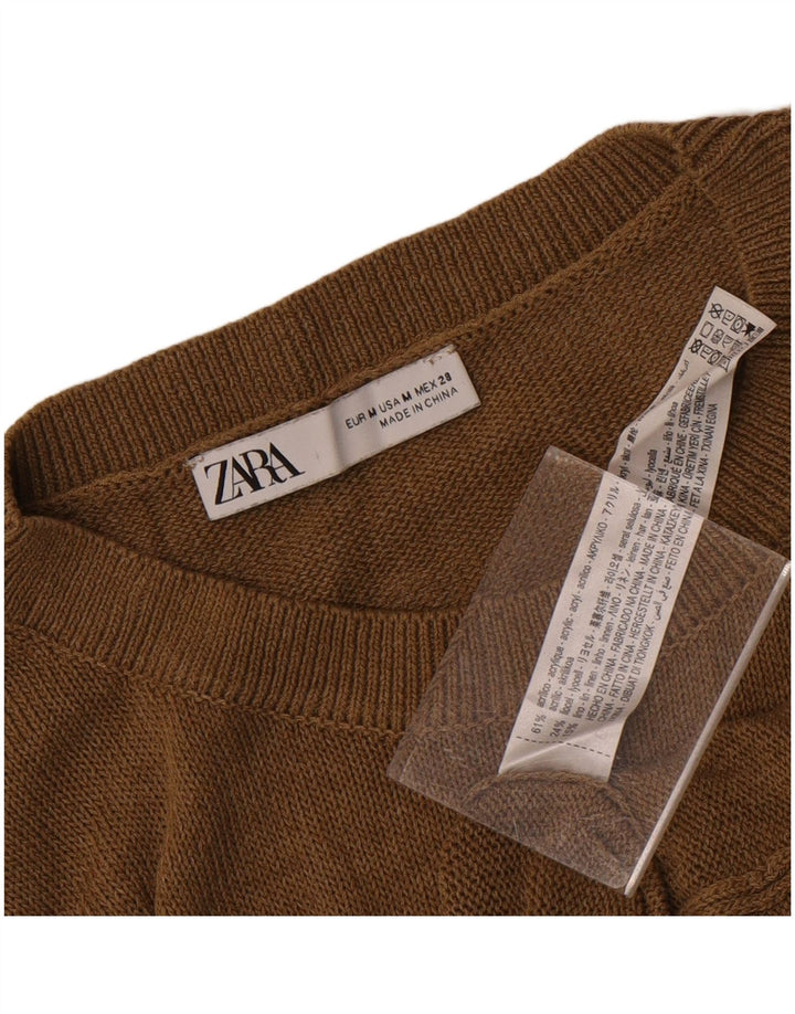 Zara Mujer Crop Vest Top UK 44 Acrílico Marrón Medio