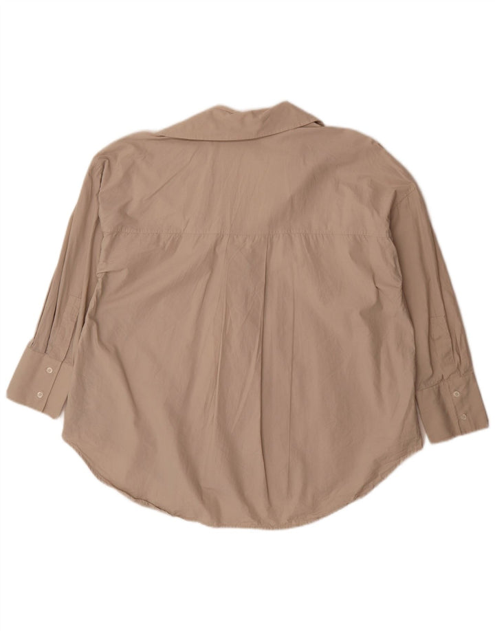 Zara Camisa extragrande de manga 3/4 para mujer UK 44 Algodón beige medio