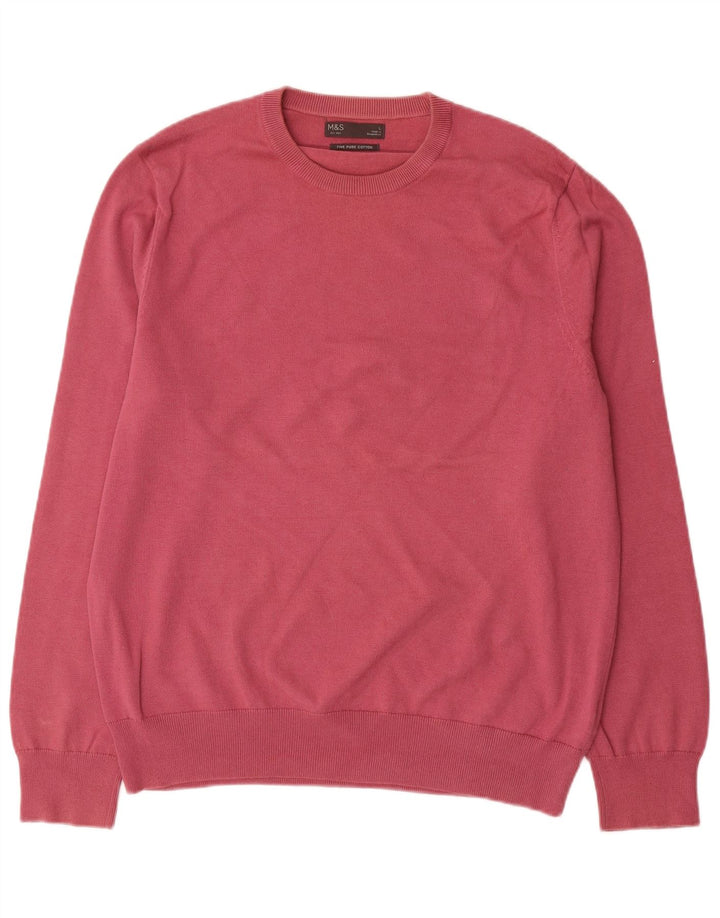 Marks & Spencer - Jersey de cuello redondo para hombre, talla grande, algodón rojo