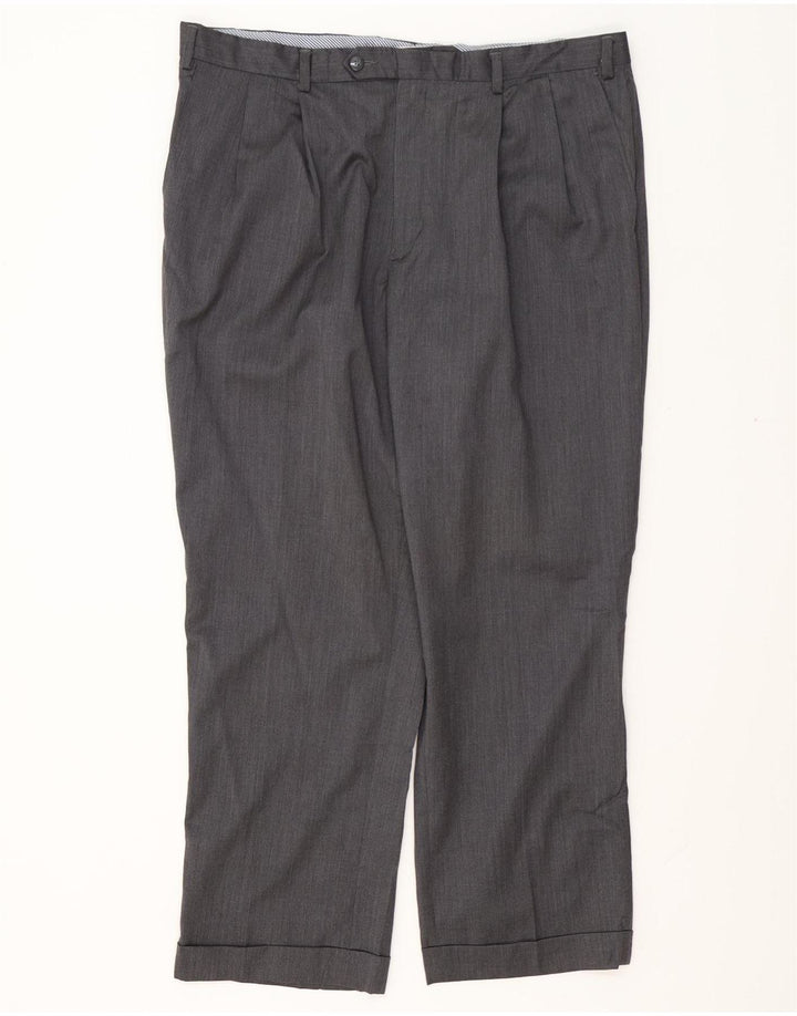 IZOD Pantalón de traje con pinzas para hombre W38 L29 Lana gris