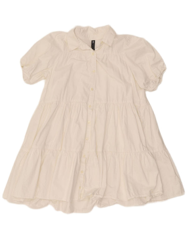 Zara Vestido Túnica De Manga Corta para Mujer UK 6 XS Algodón Blanco