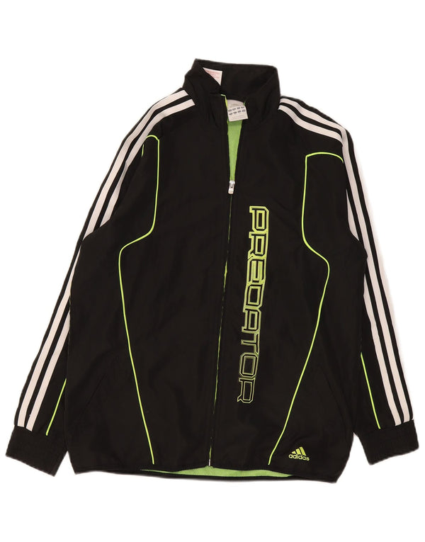 Adidas Boys Graphic Chándal Top Chaqueta 13-14 Años Grande Negro Poliéster