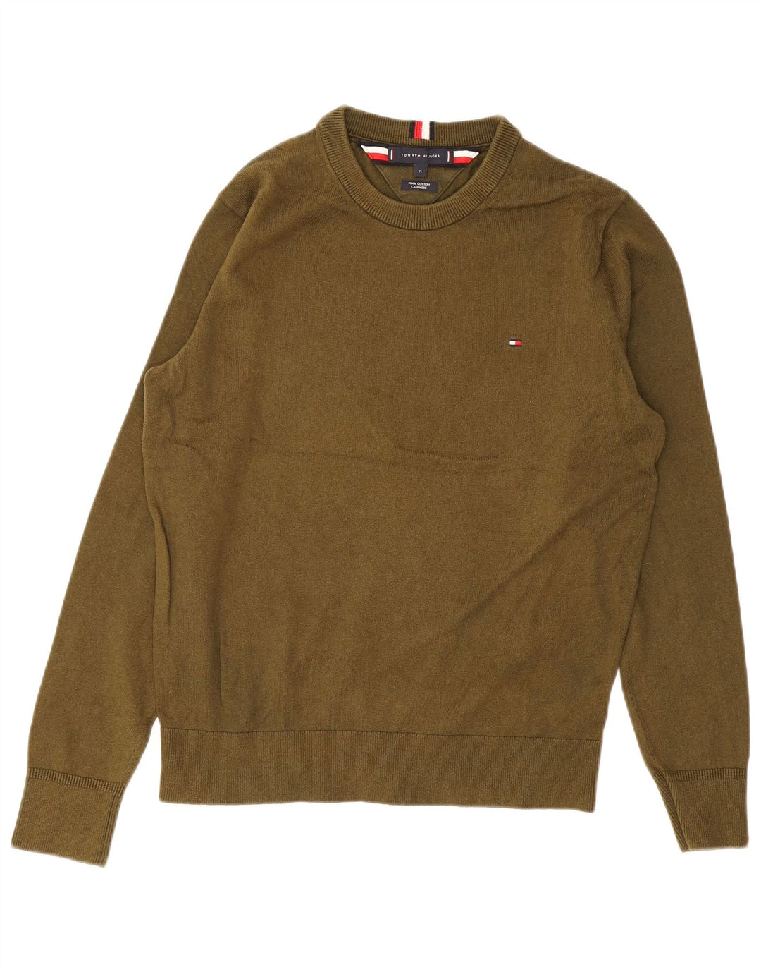 Tommy Hilfiger Jersey con Cuello Redondo para Hombre de algodón Caqui Medio