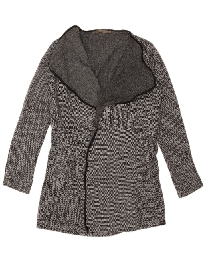 Zara Mujer Abrigo Abierto UK 10 Small Grey Herringbone