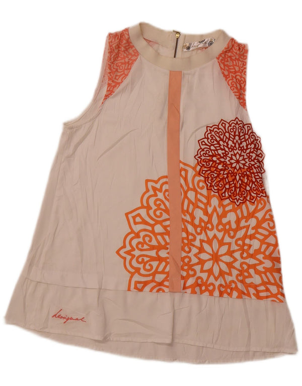 DESIGUAL Blusa sin mangas para mujer UK 6 XS Blanco Floral