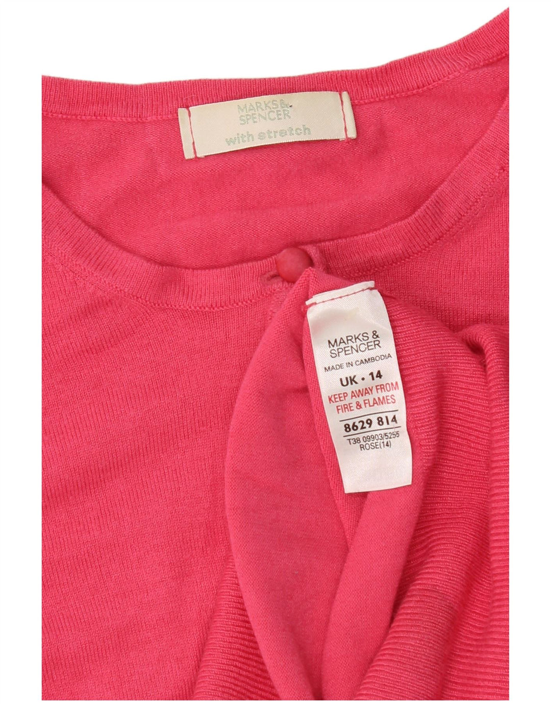 Marks & Spencer Suéter tipo cárdigan corto para mujer UK 44 Viscosa rosa mediana