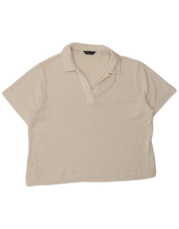 Marks & Spencer Polo para mujer UK 46 Grande Poliéster blanco roto