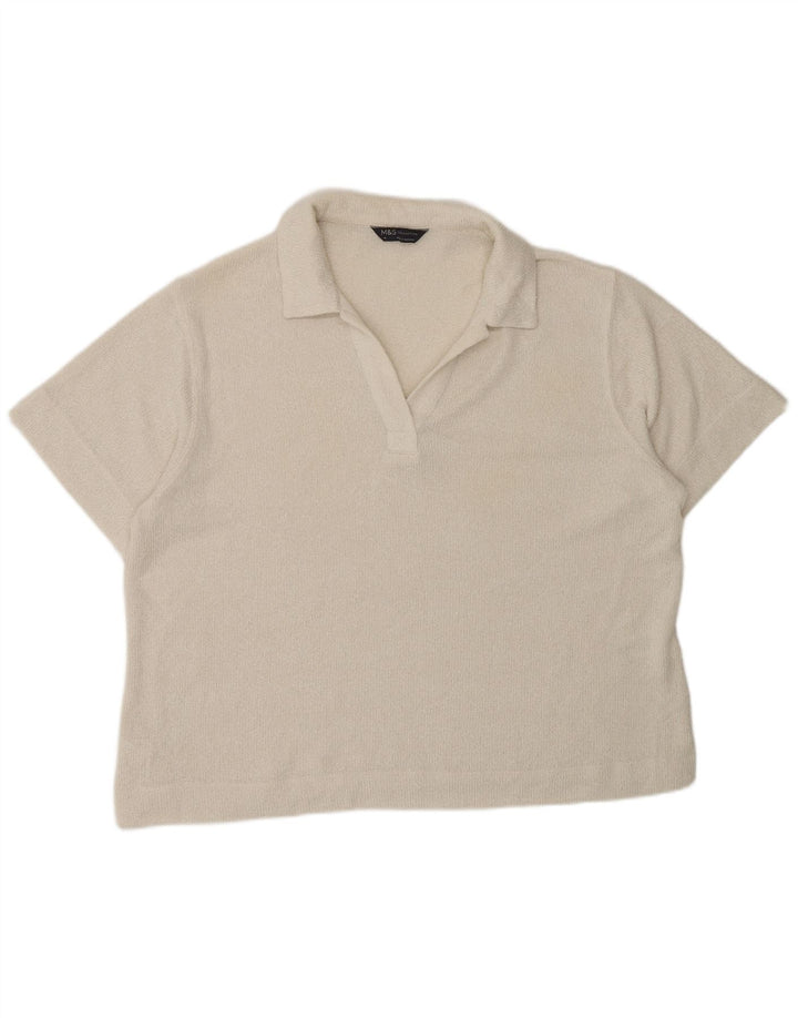 Marks & Spencer Polo para mujer UK 46 Grande Poliéster blanco roto