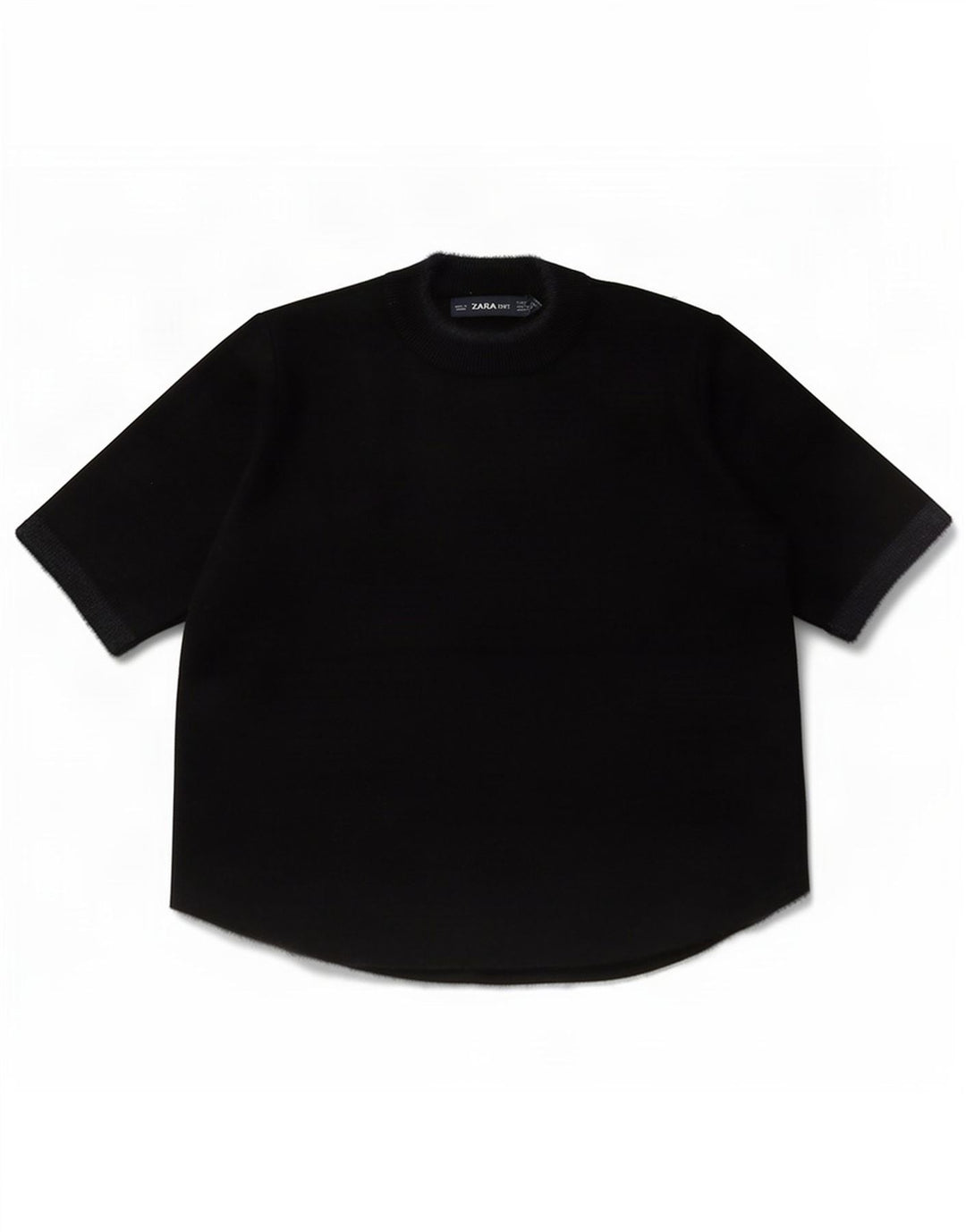Zara Mujer Crop Top De Manga Corta UK 40 Small Negro