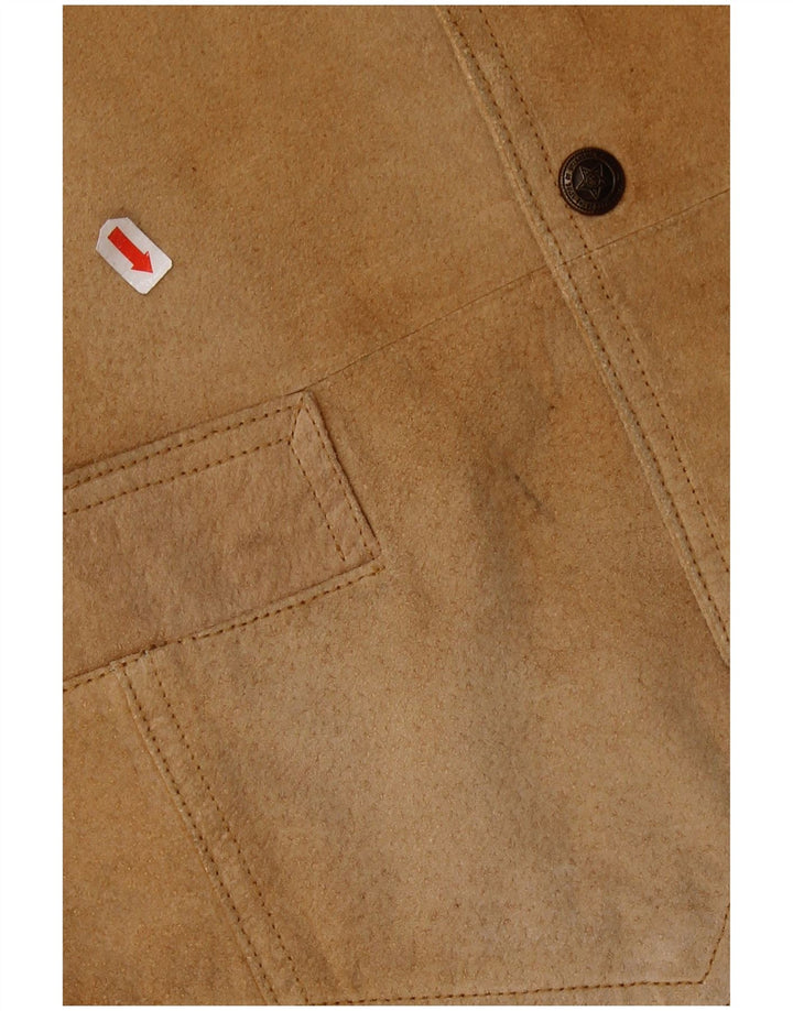 VINTAGE Chaleco de ante para hombre IT 44 XS Cuero marrón