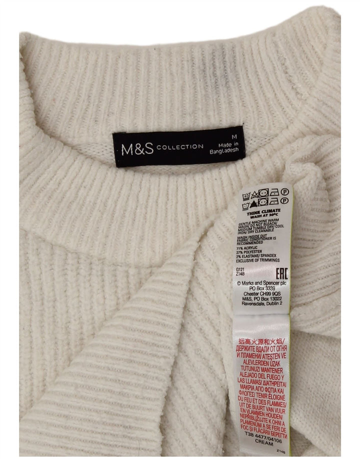 Marks & Spencer - Jersey de cuello redondo para mujer, talla 40, acrílico blanco mediano