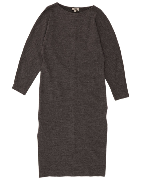 Cos Vestido tipo jersey de manga larga para mujer UK 10 Small Grey Wool