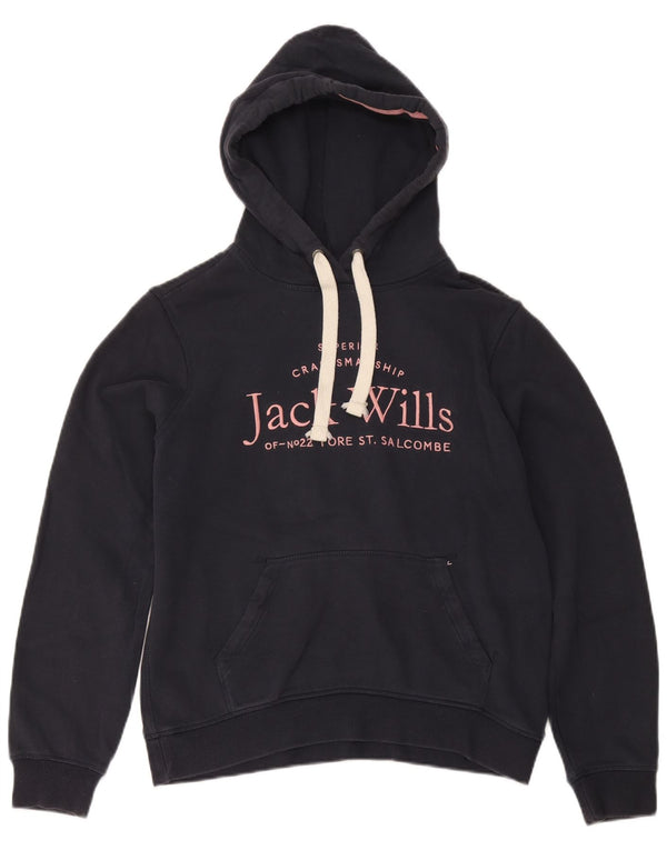 Jack Wills Sudadera con capucha gráfica para mujer UK 12 Medium Azul marino Algodón