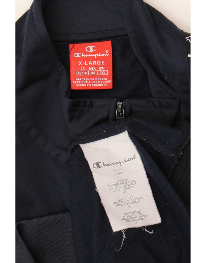 Champion Chaqueta superior de chándal gráfico para hombre XL Poliéster azul marino