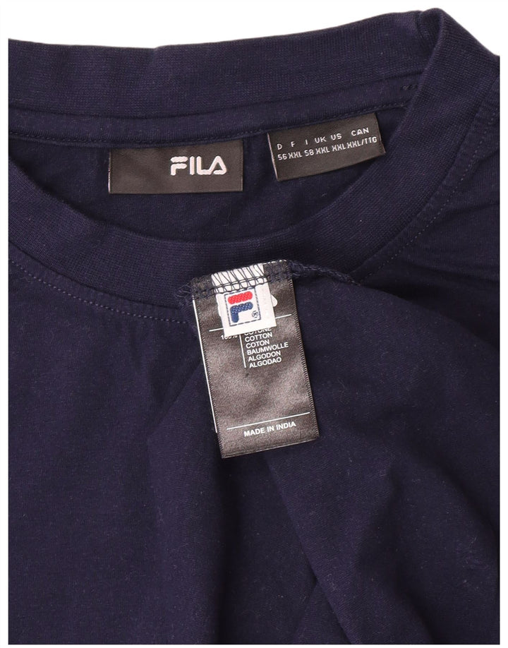 FILA Mens T-Shirt Top 2XL Navy Blue Cotton