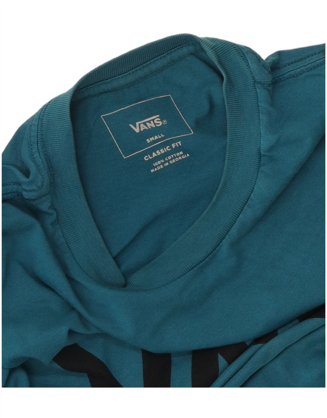 VANS Hombre Classic Fit Graphic Camiseta Top Small Blue Cotton