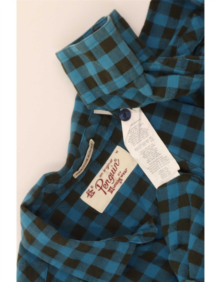 Camisa de franela de corte slim Heritage Heritage de Penguin de algodón a cuadros en azul medio