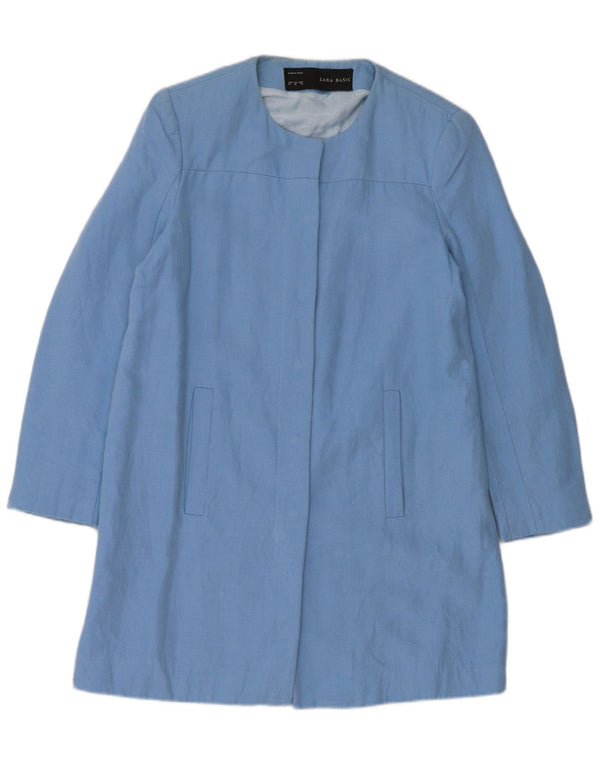Zara Mujer Abrigo UK 12 Algodón Azul Medio