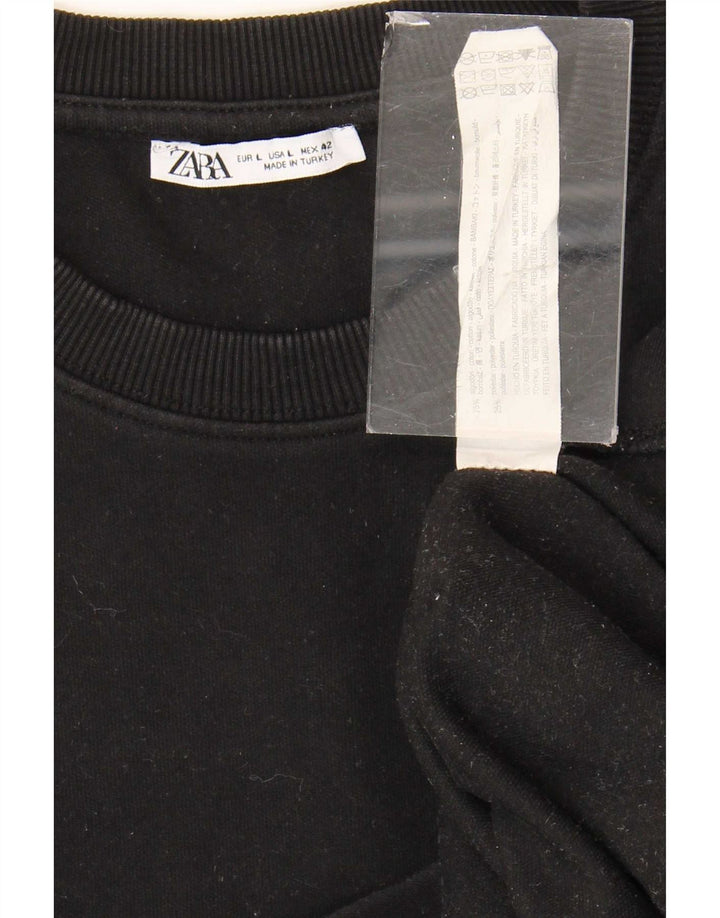 Zara Hombre Camiseta Top Grande Algodón Negro
