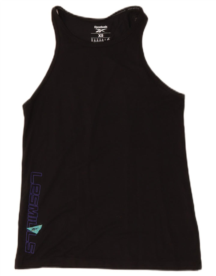 REEBOK Top sin mangas gráfico para mujer UK 4/6 XS Negro