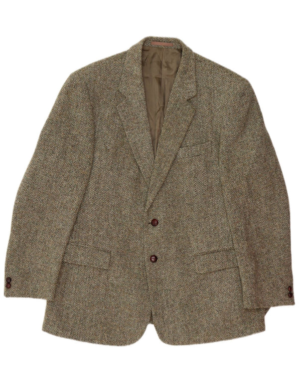 HARRIS TWEED Chaqueta tipo blazer de 2 botones para hombre UK 44 2XL Lana caqui