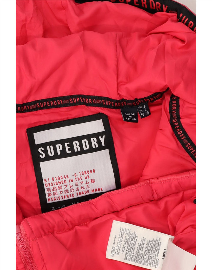 Superdry Chaqueta Acolchada Con Capucha Para Mujer UK 8 Small Rosa Poliéster Moteado