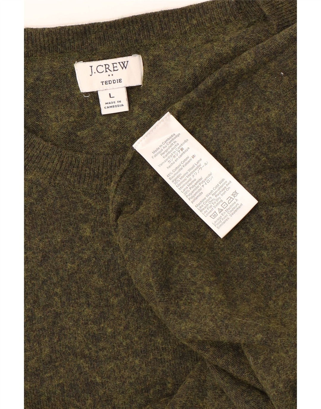 J. CREW Suéter tipo jersey con cuello barco Teddie para mujer UK 46 Grande verde moteado
