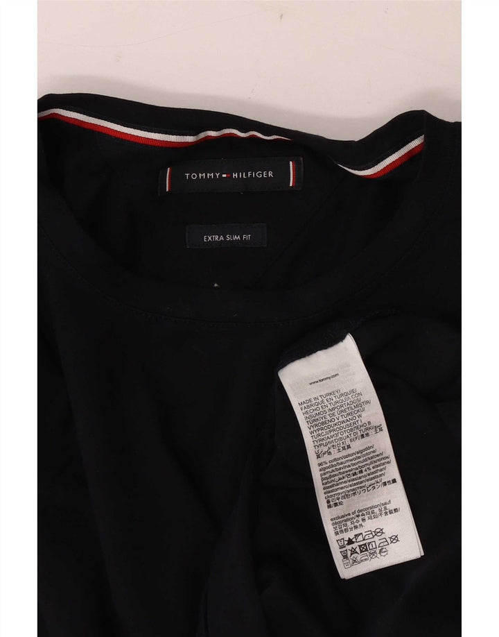 Tommy Hilfiger Hombre Extra Slim Top Manga Larga Algodón Azul Marino Medio