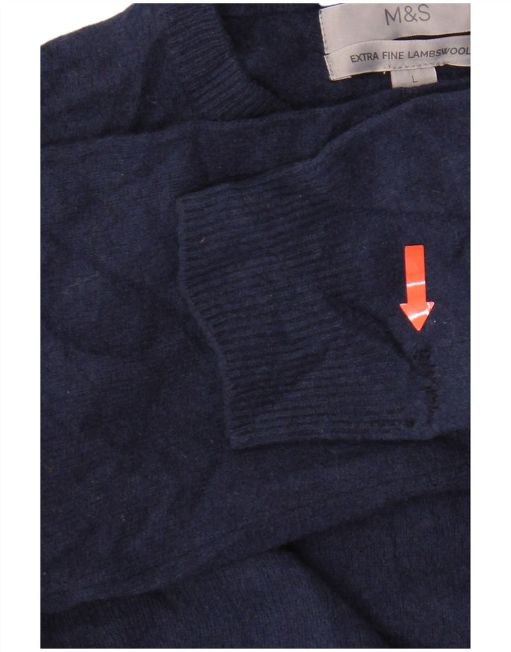 Marks & Spencer Jersey de cuello redondo para mujer UK 46 Large Blue Lambswool