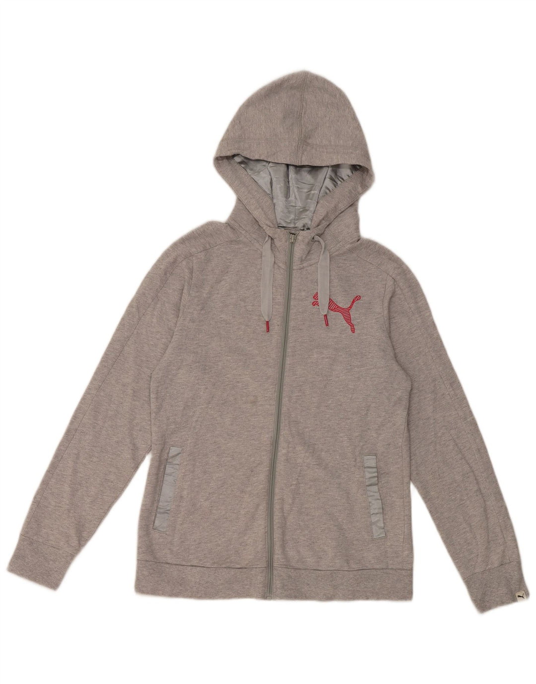 Puma Sudadera con capucha y cremallera para mujer UK 12 Algodón gris medio