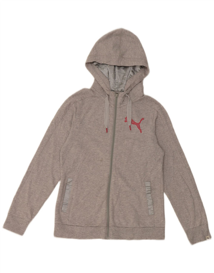 Puma Sudadera con capucha y cremallera para mujer UK 12 Algodón gris medio
