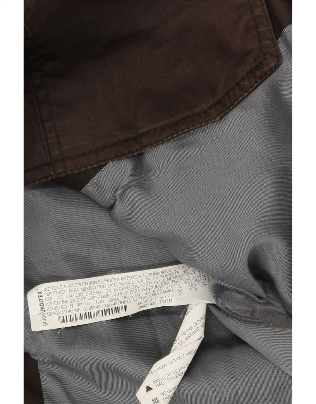 Zara Chaqueta Militar Hombre UK 38 Algodón Marrón Medio