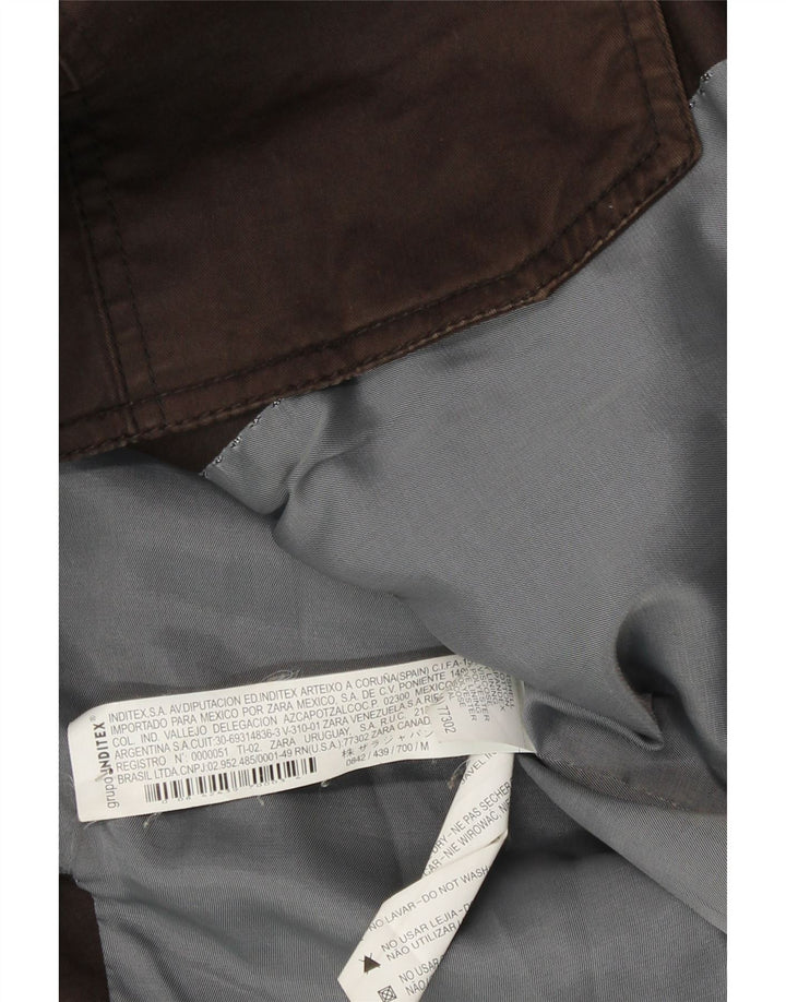 Zara Chaqueta Militar Hombre UK 38 Algodón Marrón Medio