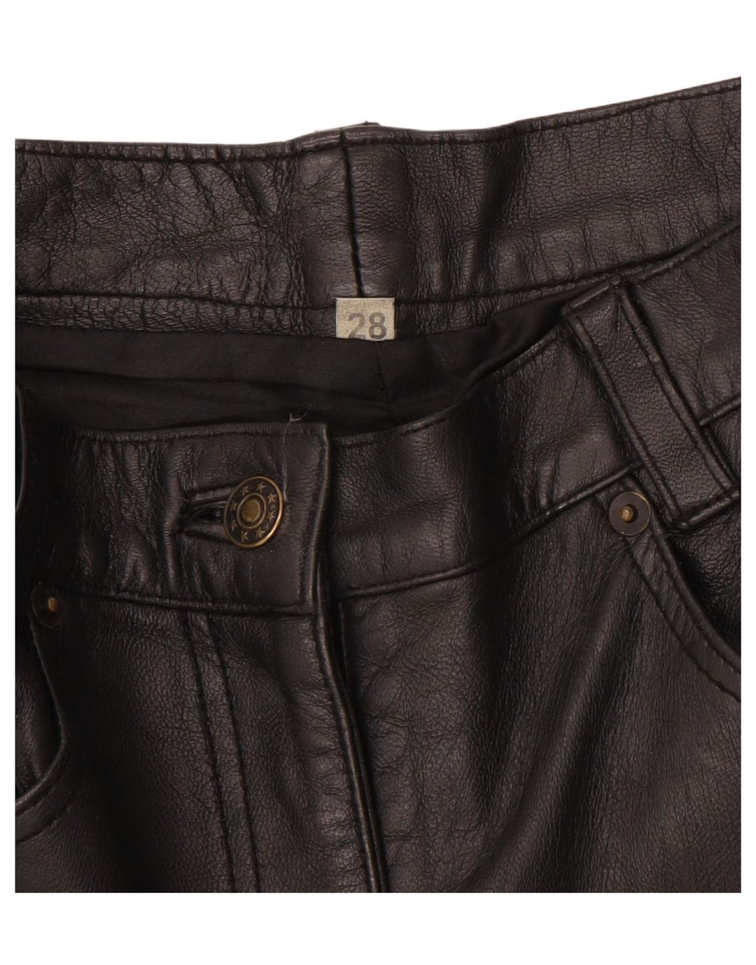 Pantalón VINTAGE de piel ajustado para mujer W28 L30 Negro