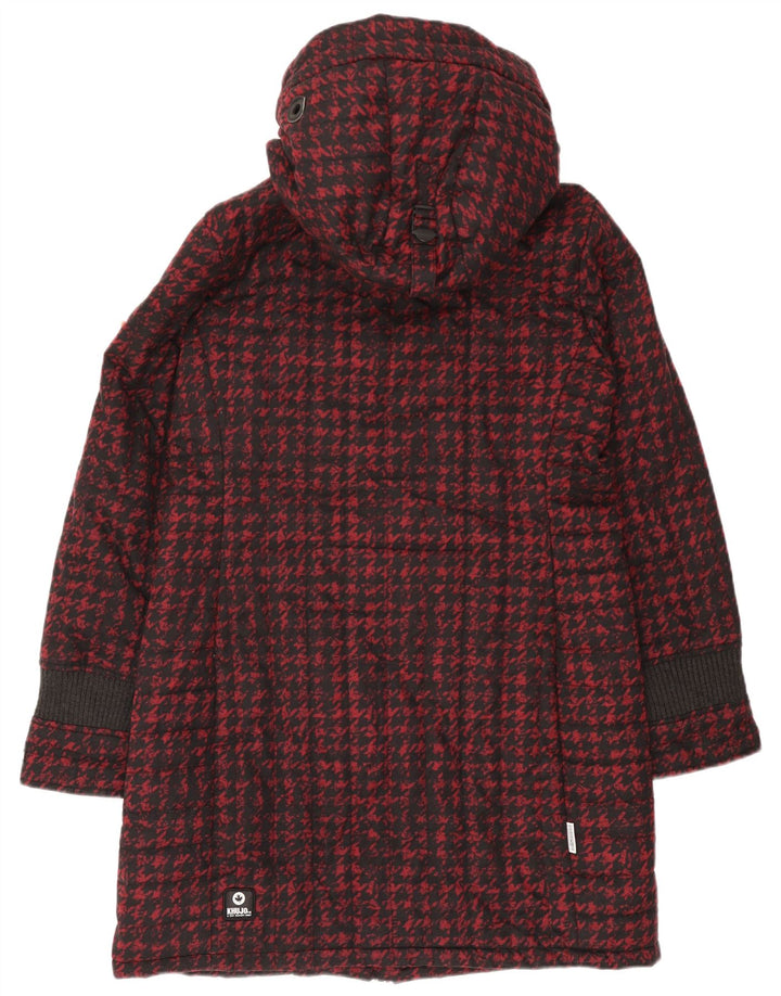 KHUJO Abrigo acolchado con capucha para mujer ES 40 XL Poliéster de pata de gallo rojo