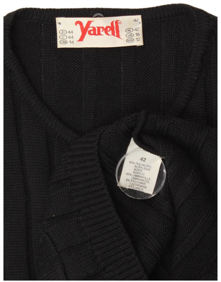 Yarell Suéter Cárdigan Largo para Mujer UK 46 Grande Poliacrílico Negro
