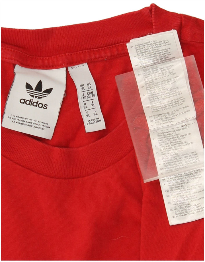 ADIDAS Camiseta gráfica para hombre Top XL Rojo Colorblock Algodón
