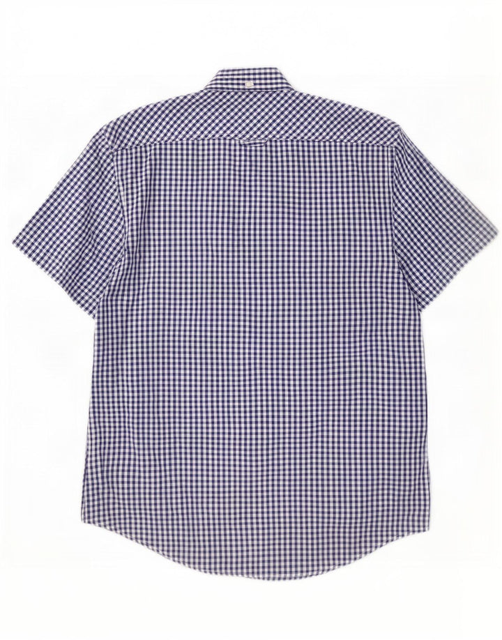Ben Sherman Camisa de manga corta para hombre Algodón a cuadros azul marino mediano